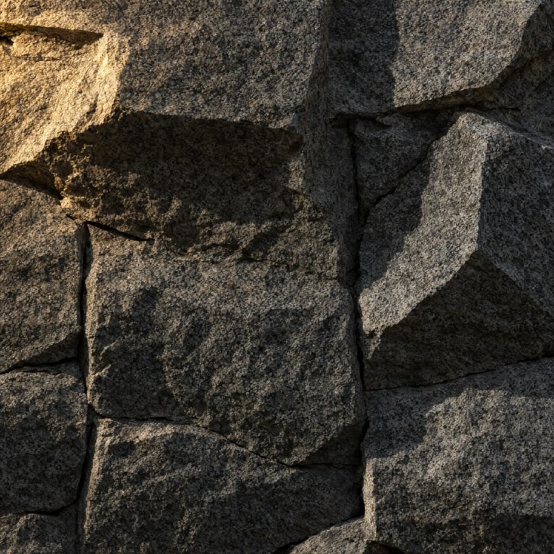 Musterfläche in Granitoptik, grob gebrochen mit tiefem Relief